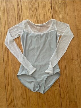 Custom Yumiko Meagan leotard with bust panel and sleeves to the wrist